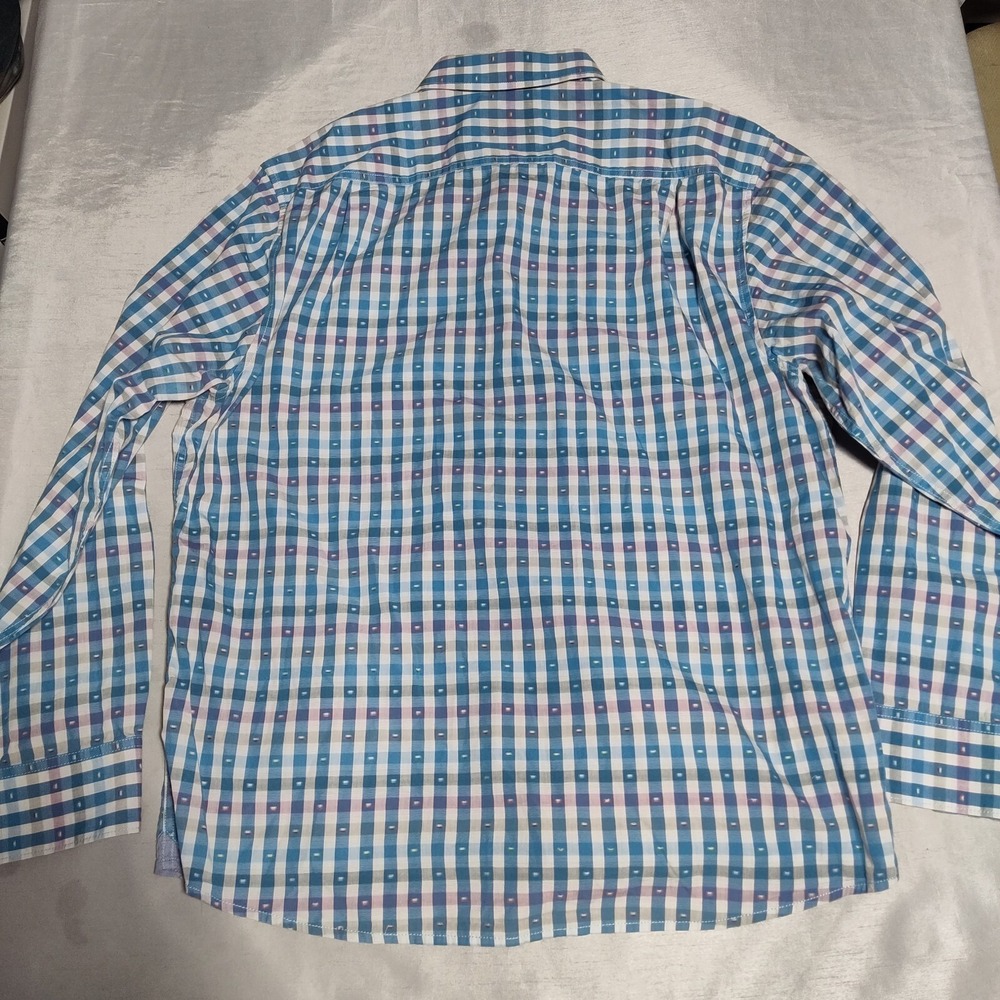 TOMMY BAHAMA JEANS ISLAND MODERN‎ FIT Men XL Blue Geo Check Cotton Shirt EUC - Picture 14 of 15